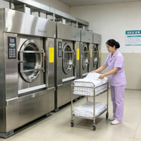 Laveuse-essoreuse industrielle Tolcat, machine à laver commerciale en acier inoxydable entièrement automatique pour les hôtels et les entreprises de blanchisserie