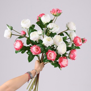 Fleur de pivoine en soie à 3 têtes pour la décoration de la maison et des bouquets de mariage, fleurs en soie de haute qualité, vente en gros - Product Image 1