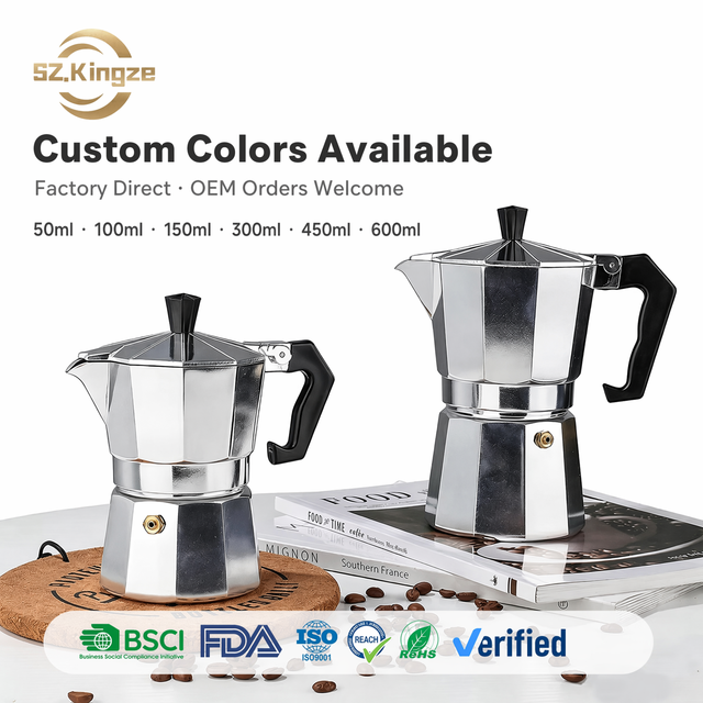Kingze Classic High Quality Aluminum Stovetop Espresso Coffee Maker Portable 1/2/3/6/9/12 Cups Italian Moka Pot