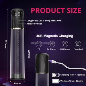 Venta al por mayor de bomba de pene eléctrica recargable con LCD automático de la ampliación del pene masculino de la bomba de aumento del Pene negro - Product Image 3