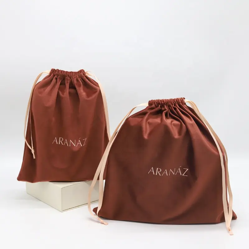 Custom Silky Velvet Drawstring Bag Eco Garment Storage Packaging Bag Velvet Shoe Dust Bag