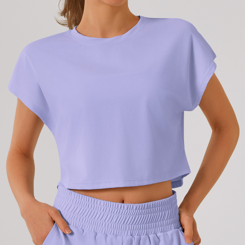 Women's Sleeveless Breathable Quick-Dry Crew Neck Sports T-Shirt Summer Fitness Wear Solid Color Loose Fit Slimming Yoga Top