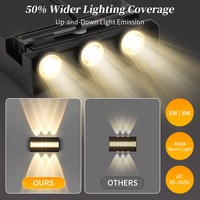 Lampe murale LED 6W 8W pour la maison et l'hôtel, décoration intérieure et extérieure, cour, chambre, éclairage mural LED vers le haut et vers le bas, lampe murale extérieure LED