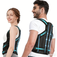 Correcteur de posture professionnel en néoprène rose personnalisé 2025, respirant, réglable, portable, soutien complet du dos, redresseur d'épaules