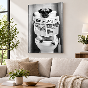 Tableau mural en toile amusant avec Pug pour <span class=keywords><strong>la</strong></span> salle de bain, noir et blanc, décoration intérieure, échantillons OEM ODM prêts en moins d'une journée - Product Image 6