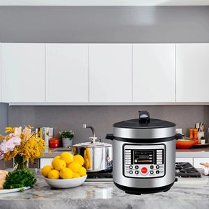 หม้อหุงข้าวไฟฟ้าสเตนเลสสตีล 6 ลิตรอเนกประสงค์ ใช้งานง่ายเพียงปุ่มเดียว สำหรับใช้ในบ้าน พร้อมตัวตั้งเวลา และหม้อในเคลือบสารกันติด - Product Image 2