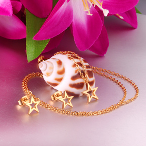 Collana con ciondolo a forma di stella e orecchini per set di gioielli da donna in acciaio inossidabile - Product Image 5