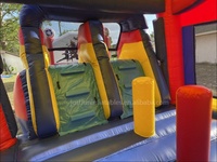 Videur gonflable bon marché commercial avec un château plein d'entrain gonflable de cerceau de basket-ball avec la glissière d'eau à deux ruelles à vendre