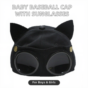 Baby Baseball <b>Cap</b> with Sunglasses Letter Pattern Hand Embroidery Unisex Cute <b>Vintage</b> Classic Hat - Product Image 2