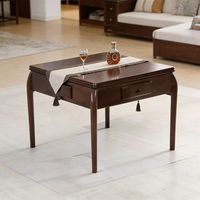 Table de Mahjong Automatique Moderne de Luxe en Mélamine/Acrylique, Design Élégant Effet Bois, Portable, Compatible Mahjong Américain, Taïwanais et Chinois