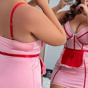 Lingerie Sexy da Infermiera con Etichetta Privata, <span class=keywords><strong>Abbigliamento</strong></span> <span class=keywords><strong>Erotico</strong></span> con Scollo Profondo a V, Costume per Giochi di Ruolo, Lingerie Sexy per Donne Mature - Product Image 2