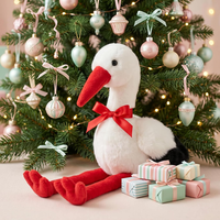 Peluche Cigogne Blanche Réaliste avec Bouche et Jambes Rouges, Douce, 9 Pouces, Oiseaux Amusants, Décoration Maison, Cadeaux de Fêtes pour Enfants