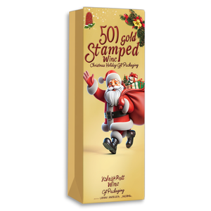 Bolsa de Vino con Estampado Dorado de Santa Claus 501, Embalaje para Regalos Navideños - Product Image 2
