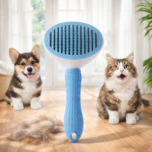 Cepillo para perros y gatos fácil de limpiar, herramienta de plástico de acero inoxidable para el cuidado de mascotas con características suaves, elimina el pelo flotante, se vende bien - Product Image 1