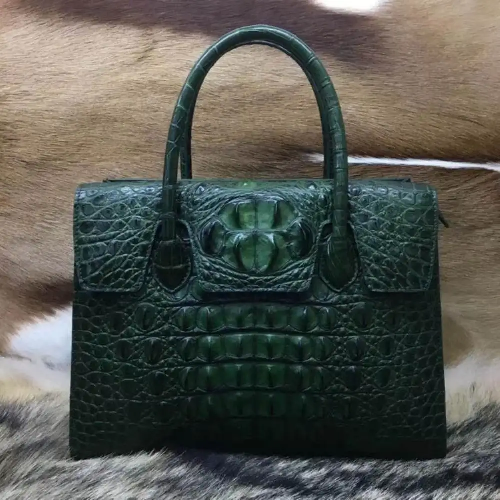 Produsen Profesional Eksotis Real Crocodile Leather Bag Tas Tangan untuk Wanita Kustom Tas Tangan Kulit