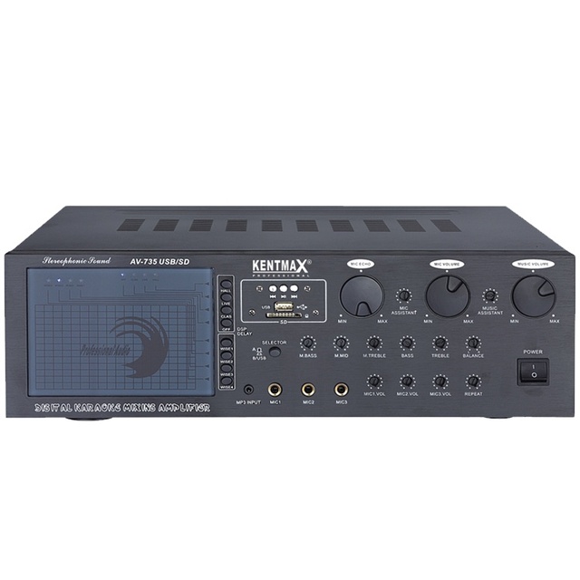 AV-735USB SD Professional 250W Home Amp Ktv Sound System Mini Hi-Fi 180W BT Mixer Power Amplifier