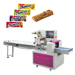 Automatic Pillow Bag Popsicle Protein Cereal Candy Wafer Bars Chocolate Bar Flow Packaging Machine
