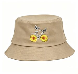 Sombrero de Pescador Casual con Bordado de Girasol para Hombres y Mujeres, Protección Solar para Exteriores, Venta al Por Mayor - Product Image 1