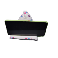 Support de téléphone portable en forme de coussin en microfibre, compatible iPad, écologique, personnalisé, pour bureau, avec nettoyeur d'écran 2-en-1