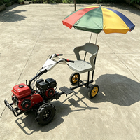 Remorque de motoculteur à 2 roues avec siège détachable et pédale, chariot de remorquage pour mini-motoculteur et cultivateur