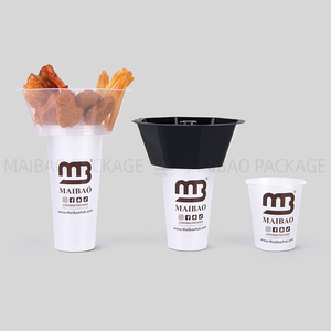 2 in 1 tazza di succo e patatine fritte da asporto monouso Freyo torre Snack tazza di carta fritto di pollo Boba tazza di tè con vassoio - Product Image 6