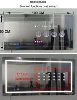 Miroir de salle de bain intelligent au design moderne avec capteur tactile et gradateur 15 miroirs magiques avec lumière LED pour TV miroir en verre avec matériau graphique