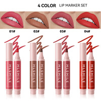Tasse non collante longue durée Colorable Matte Lip Liner Marker Pen Lipstick Liquid Set