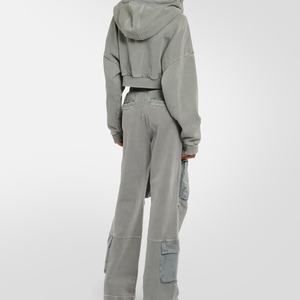 Sudadera con capucha extragrande con cremallera y logo personalizado, estilo distressed, 100% algodón, streetwear, lavado ácido, hombros caídos, Y2K - Product Image 4