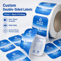 Étiquettes personnalisées double face, impression recto-verso, autocollants en rouleau adhésifs imperméables pour emballage de bouteilles d'eau, marques OEM ODM