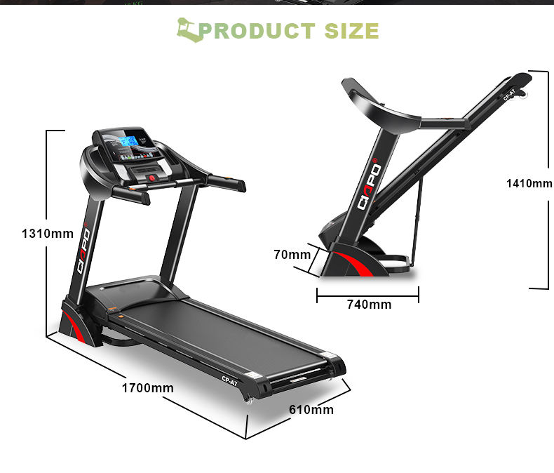 Tapis de course motorisé, équipement pour tapis roulant avec écran bleu de 5.5 ", moteur AC 3.25