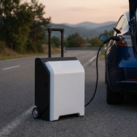 Chargeur de Véhicule Électrique Portable sur Roues 3,5 kW 3 kWh avec Stockage d'Énergie, Chariot d'Urgence Personnalisé, Prises GB/T Type 1 Type 2 Tesla