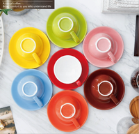 Ensemble de tasses à thé et sous-tasses blanches, en céramique personnalisée, tasses cappuccino, vente en gros, 6 pièces