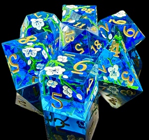 Sharp Edge Black Resin <b>Dice</b> Set 7 Piece Polyhedral DND <b>Dice</b> With Plum Blossom Pattern For Dungeons And Dragons RPG Games - Product Image 5