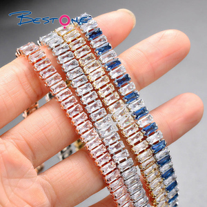 Hip Hop 2,5*5mm geométrico aleatorio helado Aaa Cubic Zirconia tenis pulsera gargantilla collar conjunto nupcial boda joyería Mujer - Product Image 5