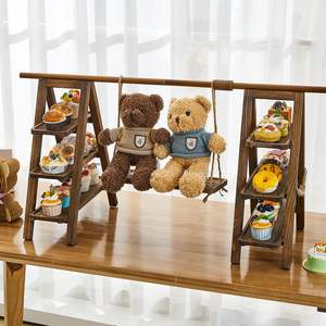 מתלה לאחסון שולחן מעץ מלא אגוז מעמד תצוגת כוס תה פשוט עבור ערכת תה סינית חדשה מחזיקי אחסון ומדפים ביתיים - Product Image 2