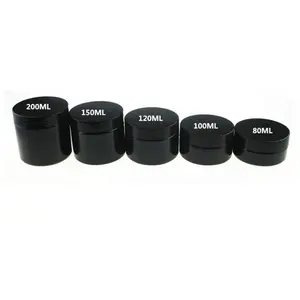 80ml 100ml 120ml 150ml 200ml 250ml Cosmetics Plastic Jar body butter containers Custom Refillable empty cosmetic jars black