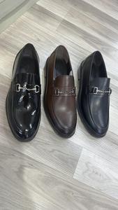 Women's Genuine Leather British Solid Loafers Round Toe Slip <b>Dress</b> Shoes Polished Metal Buckle Office Career PU Leather Lining - Product Image 2
