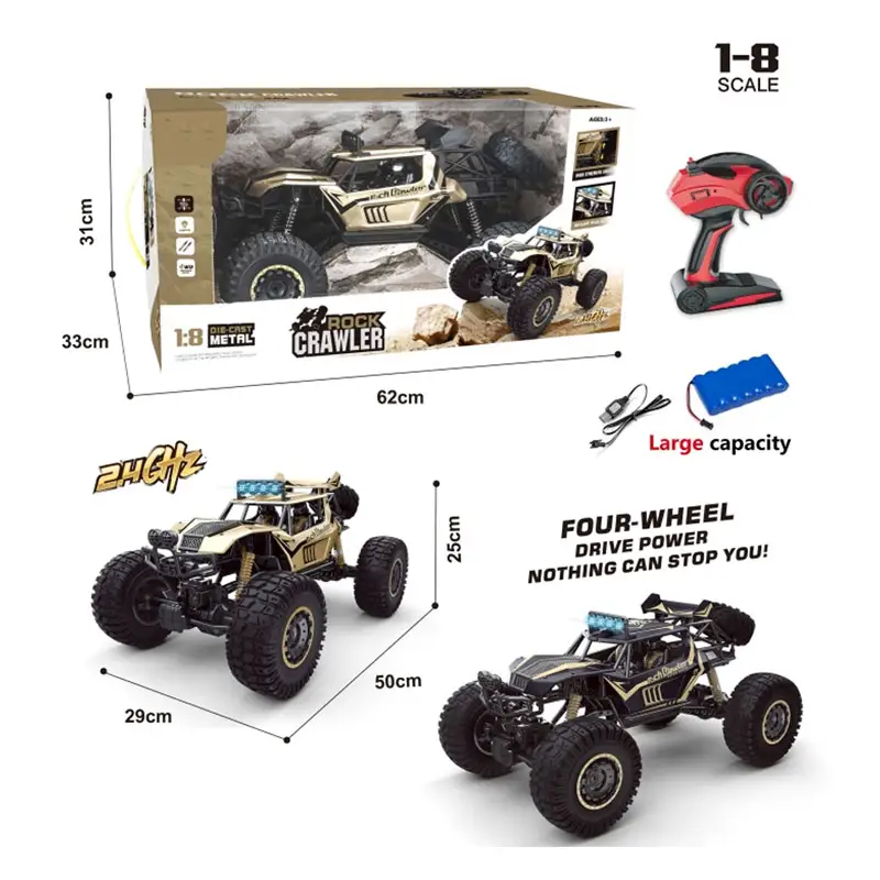 Tùy Chỉnh 1:8 RC 1/8 Mô Hình Quy Mô 4X4 Off Road Điều Khiển Từ Xa Hợp Kim Leo Núi Xe Ô Tô Sở Thích Cơ Thể Xe Tải RC Bánh Xích Đá Xe Tải