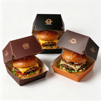 Boîte à hamburger en papier kraft écologique, emballage pour la restauration rapide à emporter, conteneur jetable pour hamburger