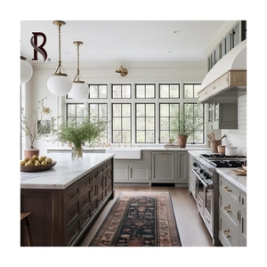 Villa de personnalisation d'armoires de <span class=keywords><strong>cuisine</strong></span> vintage légères américaines montantes personnalisation maison complète <span class=keywords><strong>cuisine</strong></span> ouverte bleu et <span class=keywords><strong>noir</strong></span> - Product Image 5