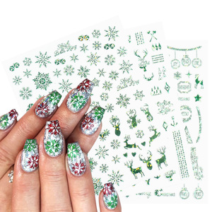 Rouge vert noël nail art autocollants neige wapiti personnalisé ongles décalcomanies <span class=keywords><strong>hiver</strong></span> flocon de neige ongles autocollants pour manucure - Product Image 3