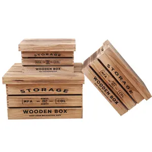 Cajas de regalo de madera de anidación de lujo rústico caja de exhibición de almacenamiento de regalo de madera con tapa caja de regalo de caja de madera