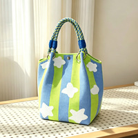 Sac fourre-tout tricoté SUOLING avec fermoir magnétique carré, poignée de poignet, sac cadeau, souvenir de mariage, motif floral et dessin animé 32