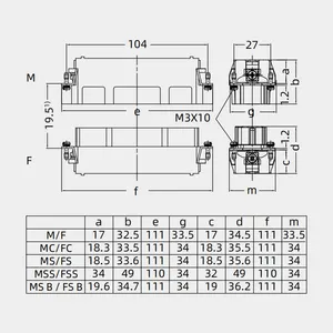 HE-024-MS-B(25-48) विद्युत उपकरणों के लिए आयताकार कनेक्टर स्क्रू टर्मिनल को बोर्ड करने के लिए विद्युत तार