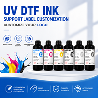 Tinta UV DTF CMYK+Putih+Vernis Tinta UV Curable untuk Printhead Epson I3200 XP600 Label Kristal 3D Casing Ponsel Pencetakan Kaca Logam