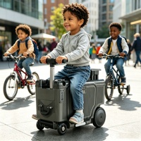 FUTURE JOY Smart 20" Trottinette Électrique Portative avec Valise PC Légère Écologique Étanche Verrou TSA 4 Roues Pivotantes à 360° Parent-Enfant