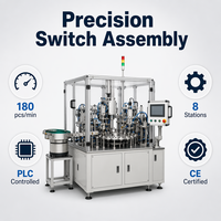 Machine d'assemblage de commutateurs entièrement automatique QFW, 180 pièces/min, équipement de production de micro-interrupteurs contrôlé par PLC