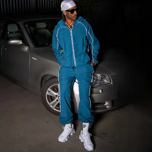 Survêtement de sport léger pour la course à pied et le streetwear, 2 pièces, veste et pantalon, nylon, bordure réfléchissante, coupe-vent, personnalisable - Product Image 2