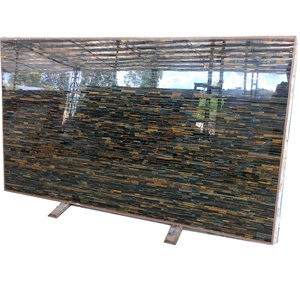 Piedra de ágata de Ojos de tigre amarilla y azul personalizada para decoración de pared - Product Image 1