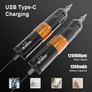 เครื่องสักไร้สายปรับระยะชักได้ 2.7-4.5 มม. ชุดอุปกรณ์สักโรตารี่แบตเตอรี่อัลลอยด์ 12000 รอบต่อนาที สำหรับงานศิลปะบนร่างกาย - Product Image 1